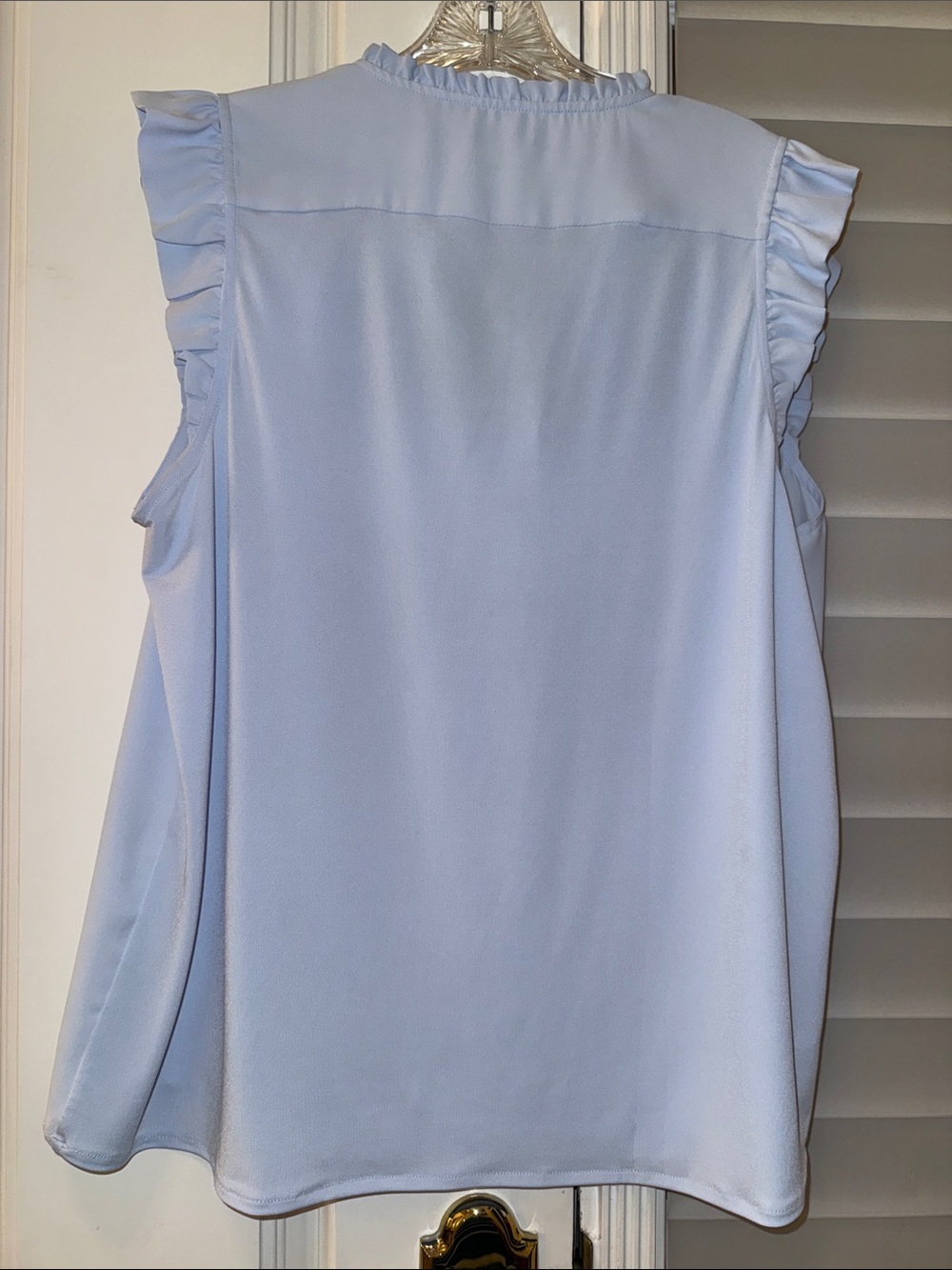 Ann Taylor Light Blue Ruffle Cap-Sleeve Button-Front Blouse - Picture 5 of 5